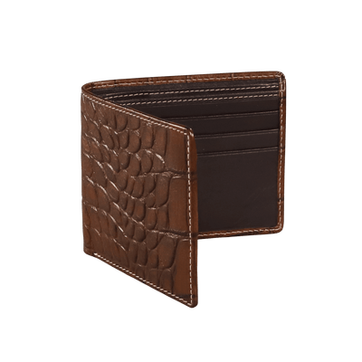 Bark Brown Mock Croc Leather Wallet