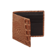 Cognac Mock Croc Leather Wallet