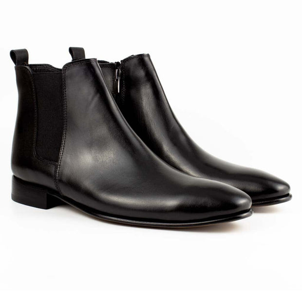 Giovanni Black Men's Chelsea Genuine Leather Boots - Leather Sole