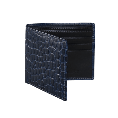 Navy Mock Croc Leather Wallet