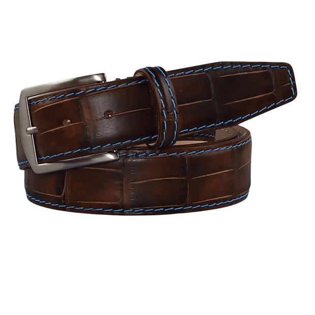 Tobacco Brown Mock Gator Leather Belt