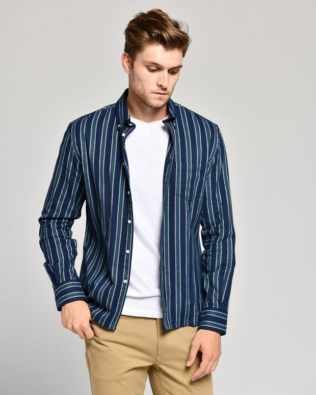 Sea Stripe | Brushed Button Down